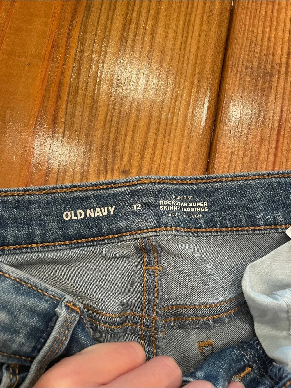 Old Navy Blue High-Rise Rockstar Super Skinny Jeggings